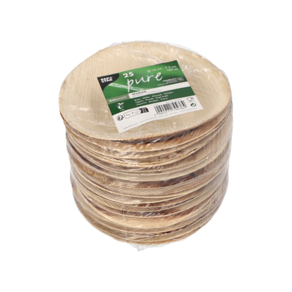 25 Schalen, Palmblatt "pure" rund 180 ml Ø 15 cm · 3 cm