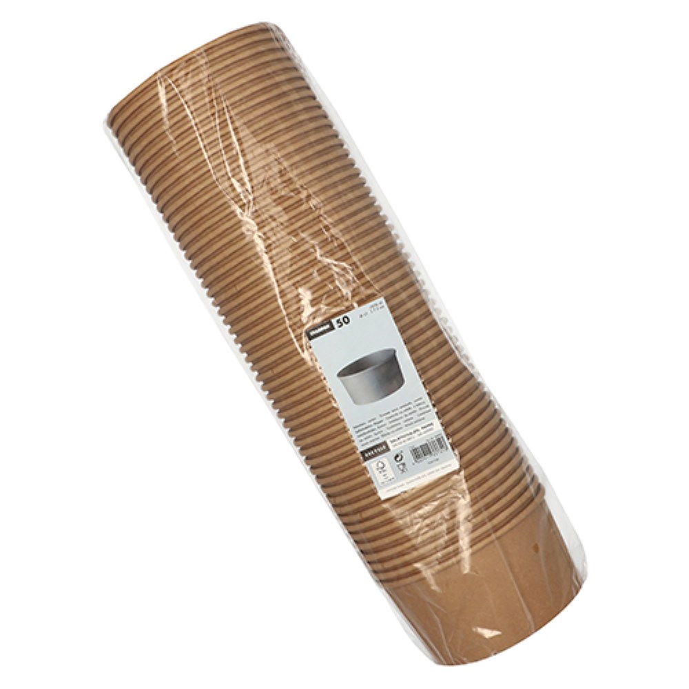 50 Salatschalen, Pappe rund 1000 ml Ø 15 cm · 7,5 cm braun
