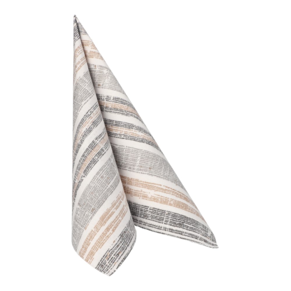 50 Servietten "ROYAL Collection" 1/4-Falz 40 cm x 40 cm grau "Stripes"