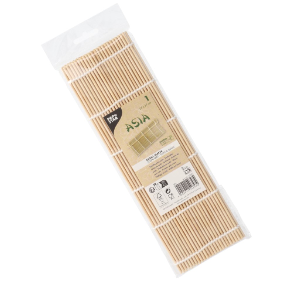 Sushi-Matte Bambus "ASIA" 27 cm x 27 cm natur