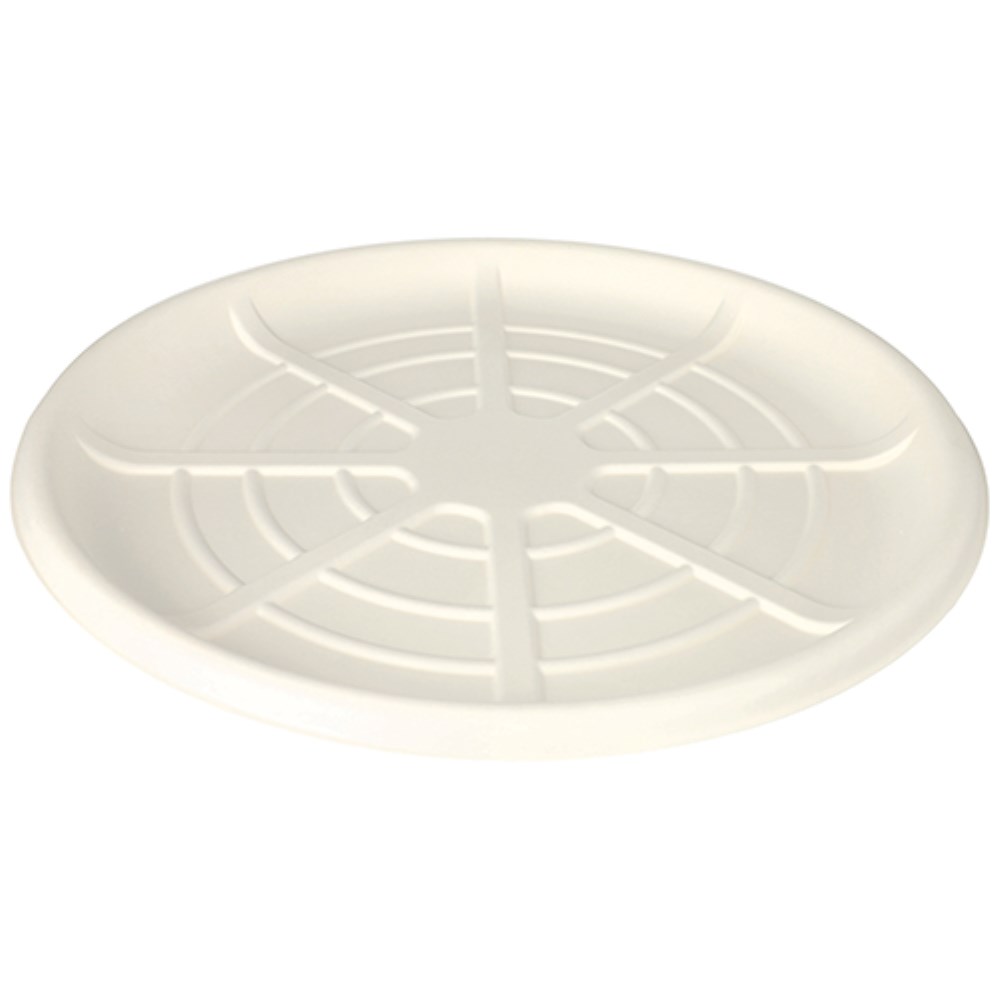 3 Servierplatten, Zuckerrohr "pure" rund Ø 47 cm weiss für Meeresfrüchte