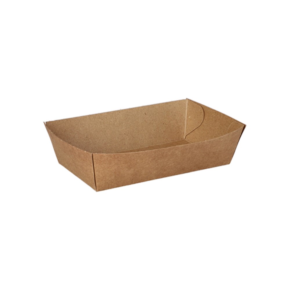 50 Snacktrays, Pappe "pure" 3,5 cm x 7 cm x 12 cm braun