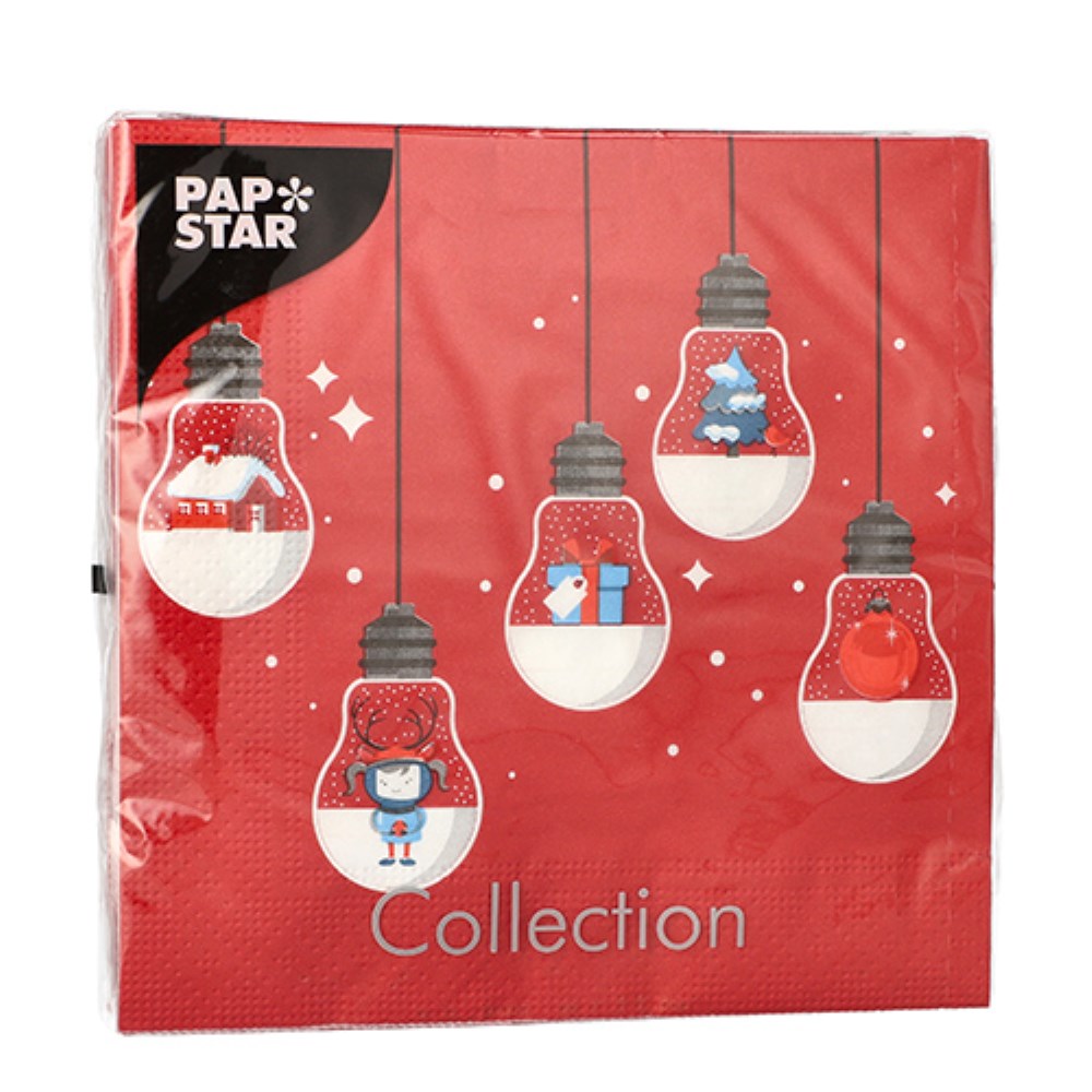 20 Servietten, 3-lagig 1/4-Falz 33 cm x 33 cm rot "Lighting"
