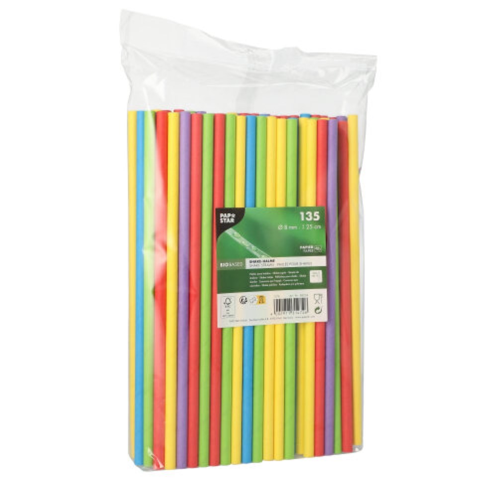 135 Shake-Halme, Papier Ø 8 mm · 25 cm farbig sortiert