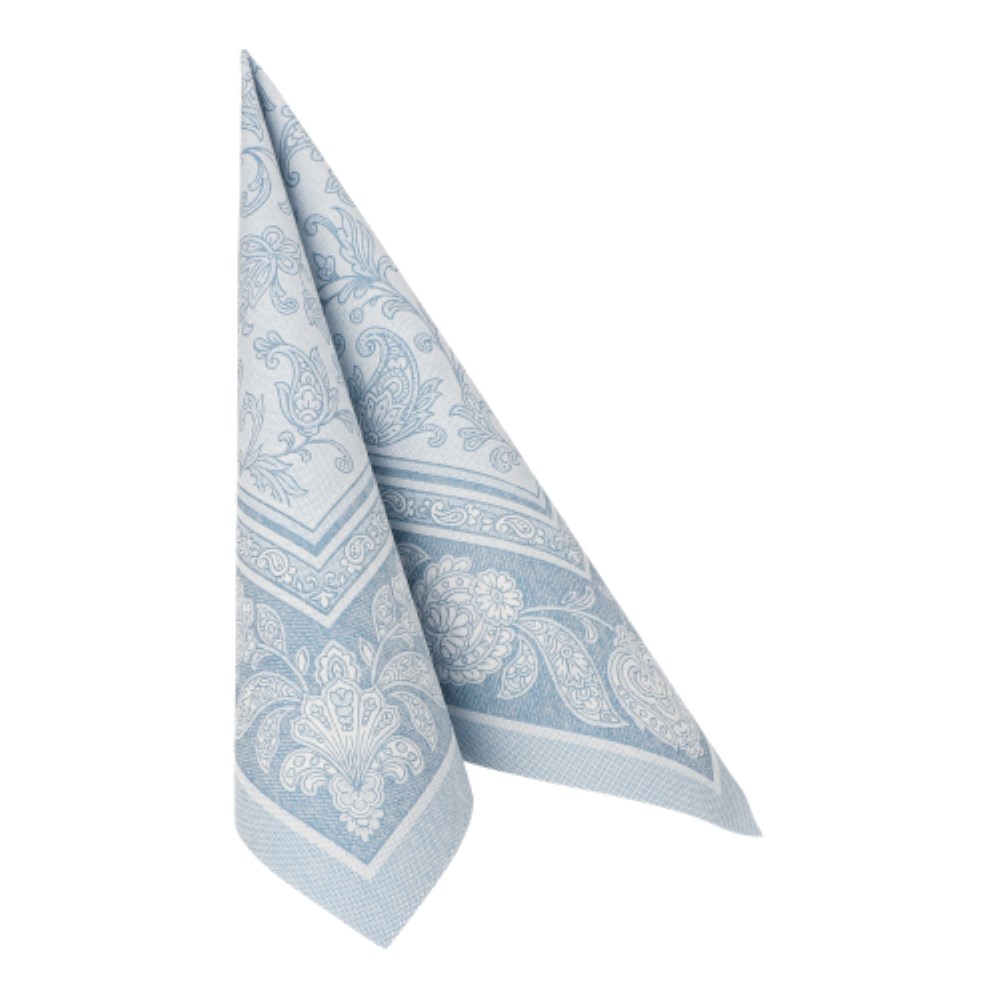 20 Servietten "ROYAL Collection" 1/4-Falz 40 cm x 40 cm arktikblau "Ornaments"