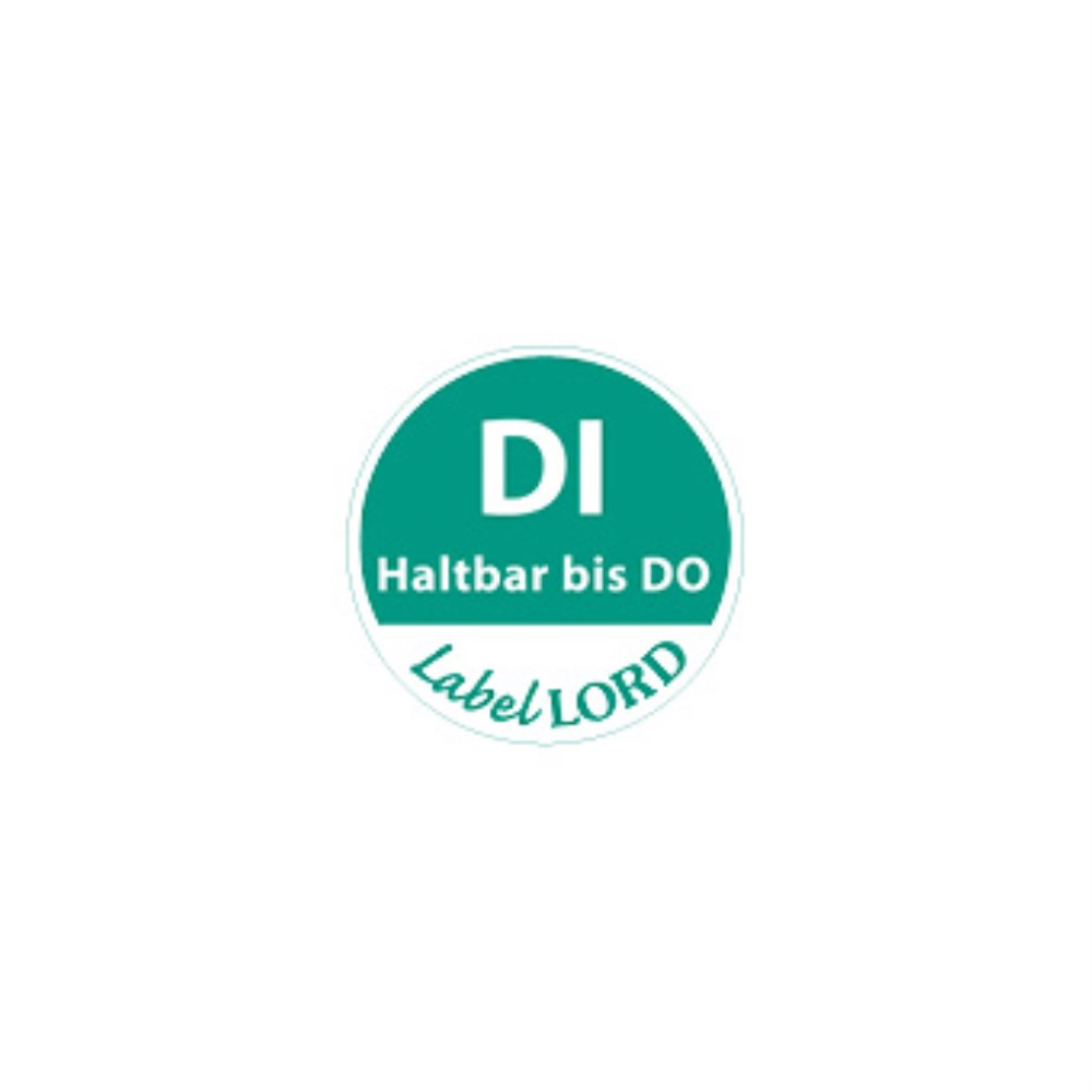 500 "LabelLord" HACCP Lebensmitteletiketten Ø 19 mm grün "Aqualabel" DI haltbar bis DO, abwaschbar