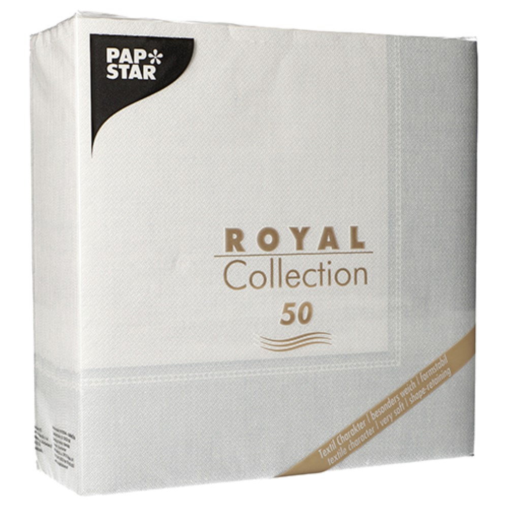 50 Servietten "ROYAL Collection" 1/4-Falz 40 cm x 40 cm weiss "Linum"