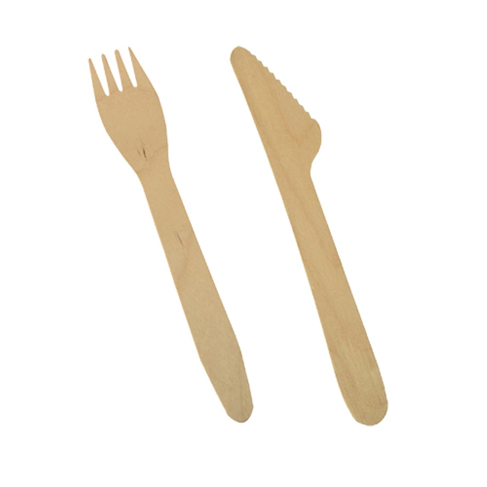500 Bestecke, Holz "pure" 16,5 cm (Messer, Gabel)