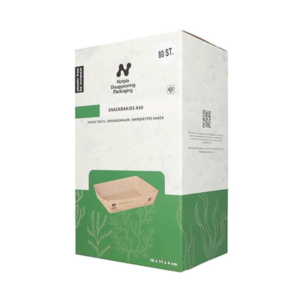 80 Snacktrays, Pappe "NOTPLA" 4 cm x 11 cm x 16 cm braun