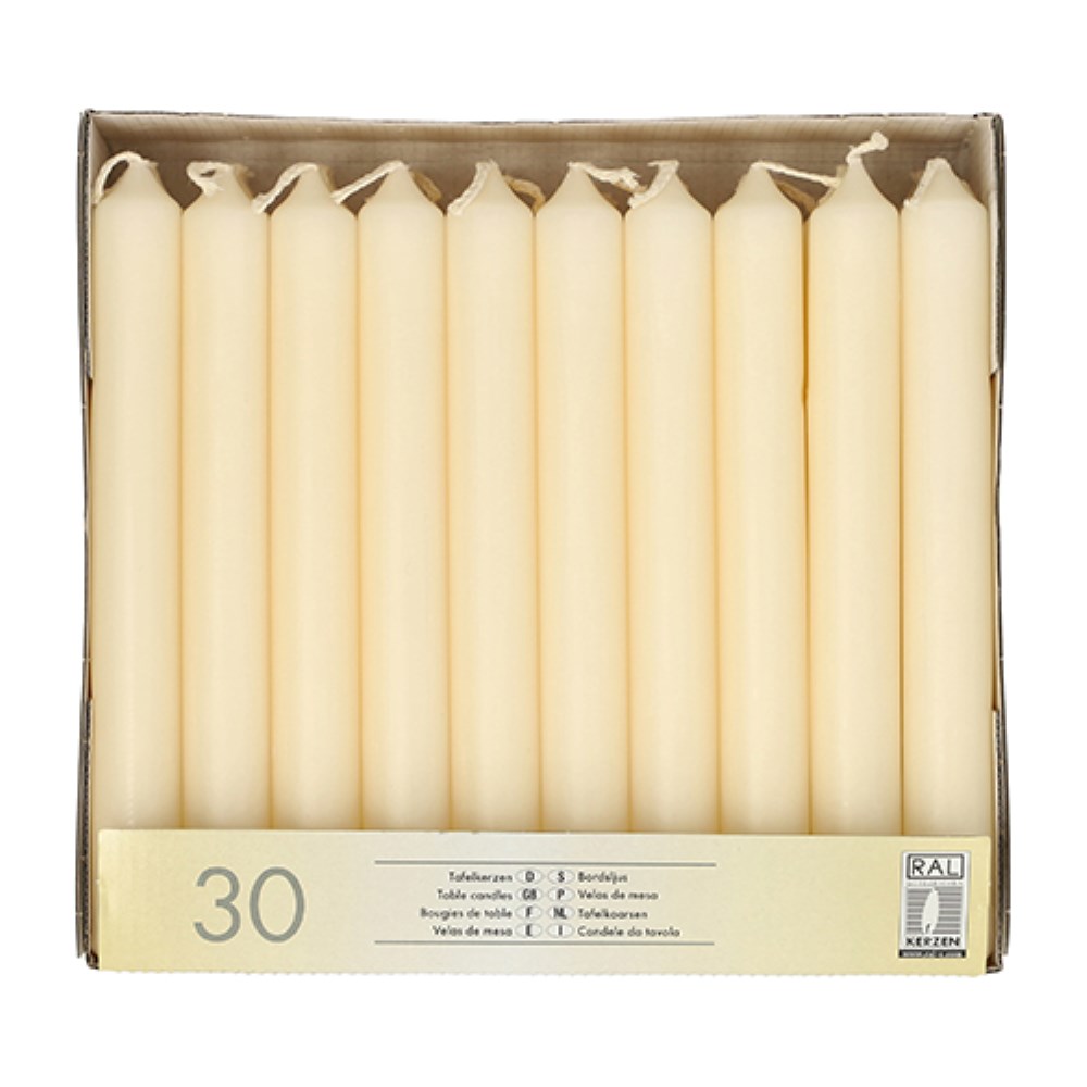 30 Tafelkerzen Ø 2,1 cm · 19,6 cm creme