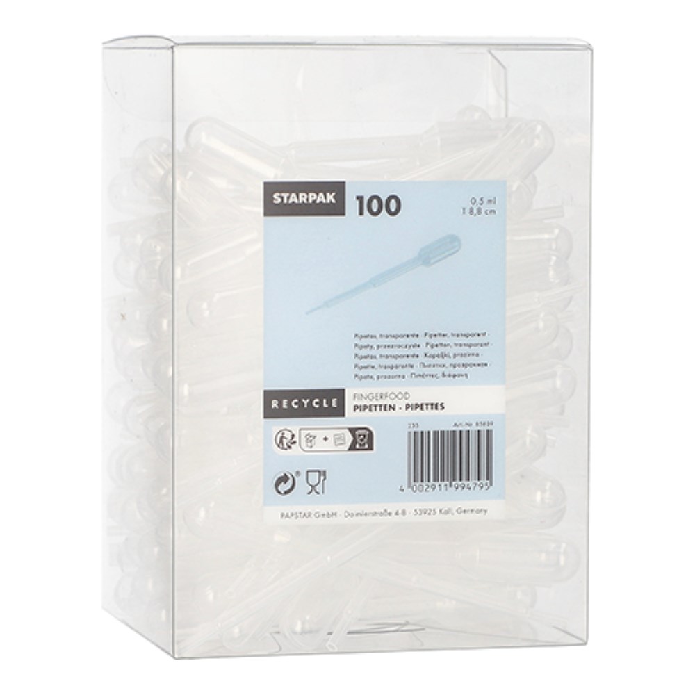 100 Pipetten, PE 0,5 ml 8,8 cm transparent