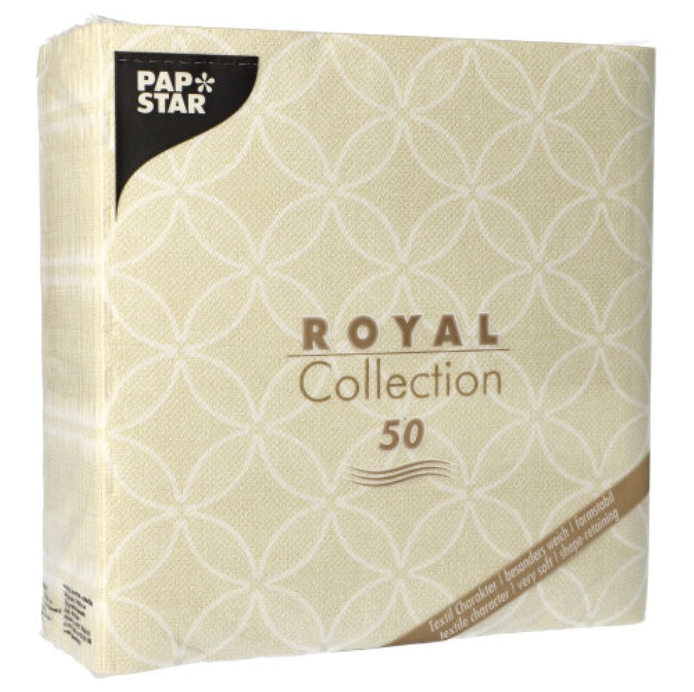 50 Servietten "ROYAL Collection" 1/4-Falz 40 cm x 40 cm champagner "Circle Flowers"