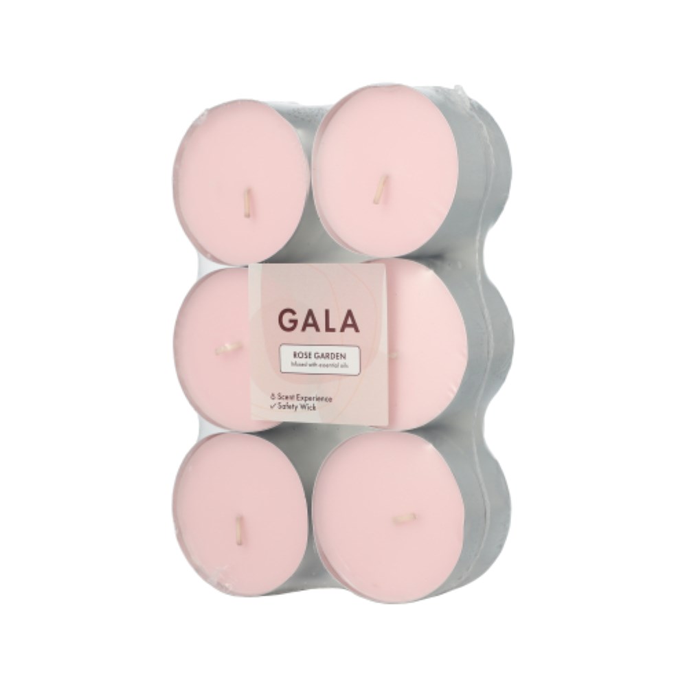 12 "GALA" Maxi Duftlichte Ø 58 mm · 24 mm rose - Rose Garden