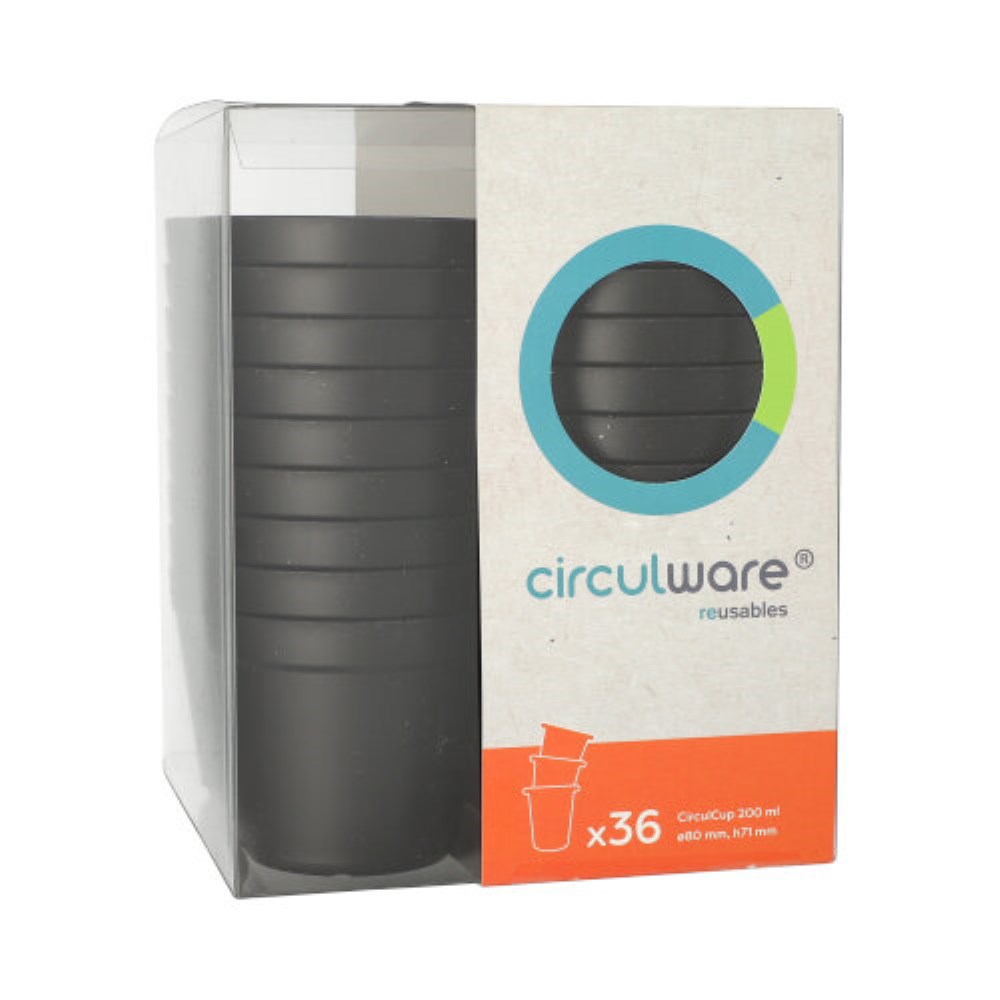 36 "Circulware" Mehrweg-Trinkbecher PP 0,2 l Ø 8 cm · 7,1 cm schwarz