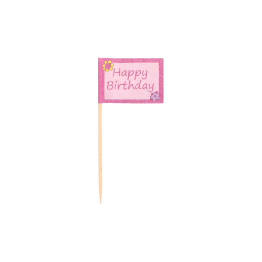 20 Deko-Picker 8 cm "Happy Birthday"