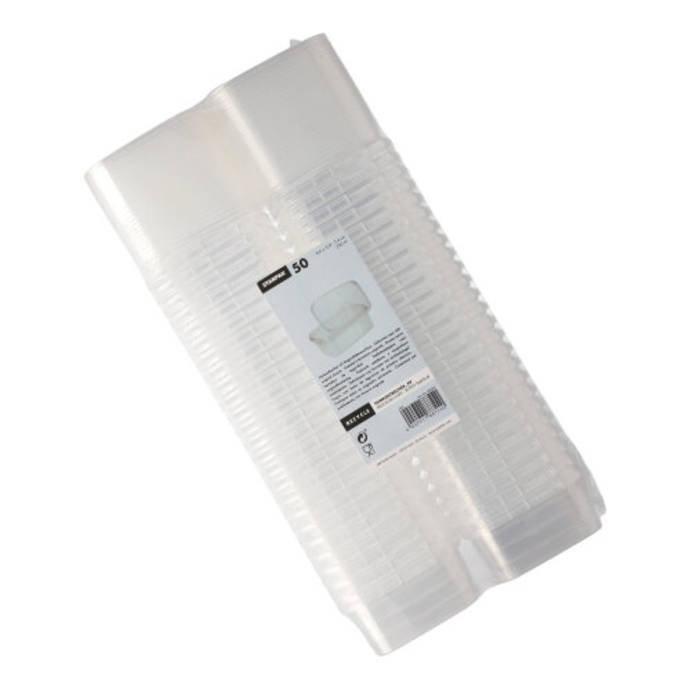 50 Feinkostbecher, PP eckig 250 ml 4 cm x 8,6 cm x 10,9 cm transparent mit Originalitätsverschluss