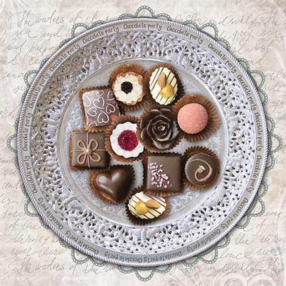 20 Servietten, 3-lagig 1/4-Falz 25 cm x 25 cm "Chocolate Party"