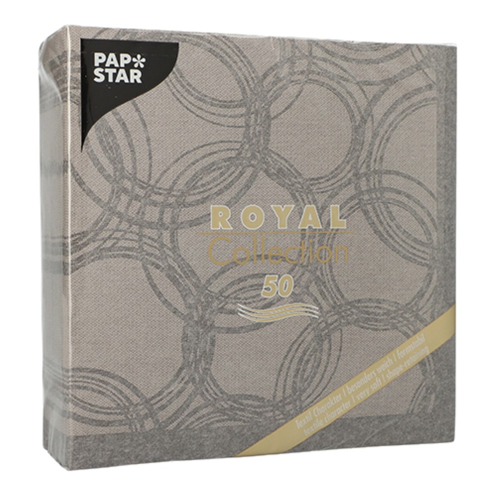 50 Servietten "ROYAL Collection" 1/4-Falz 40 cm x 40 cm grau "Bubbles"