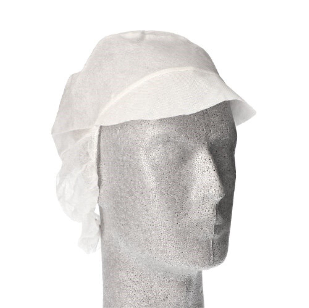 50 "WORK-INN/PS" Kappen mit Schirm und Haarnetz, Vlies Ø 30 cm weiss