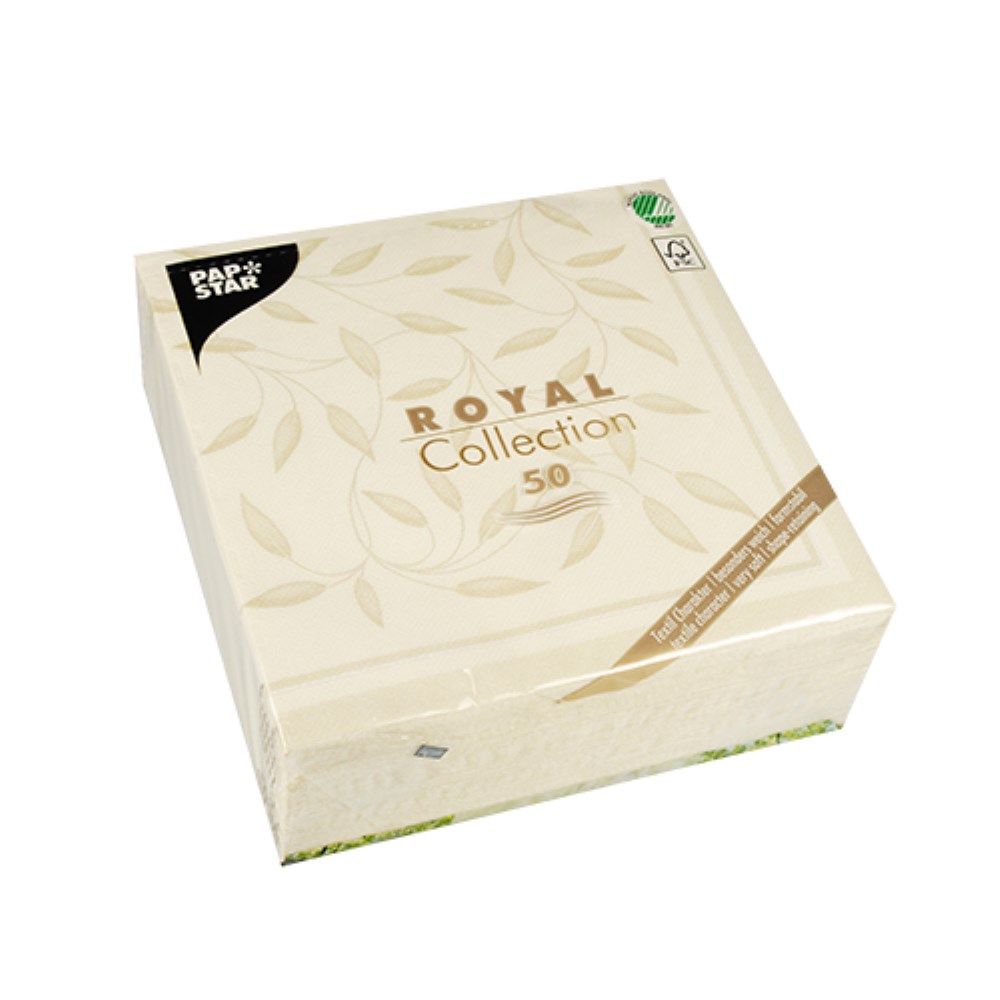 50 Servietten "ROYAL Collection" 1/4-Falz 40 cm x 40 cm champagner "New Mediterran"