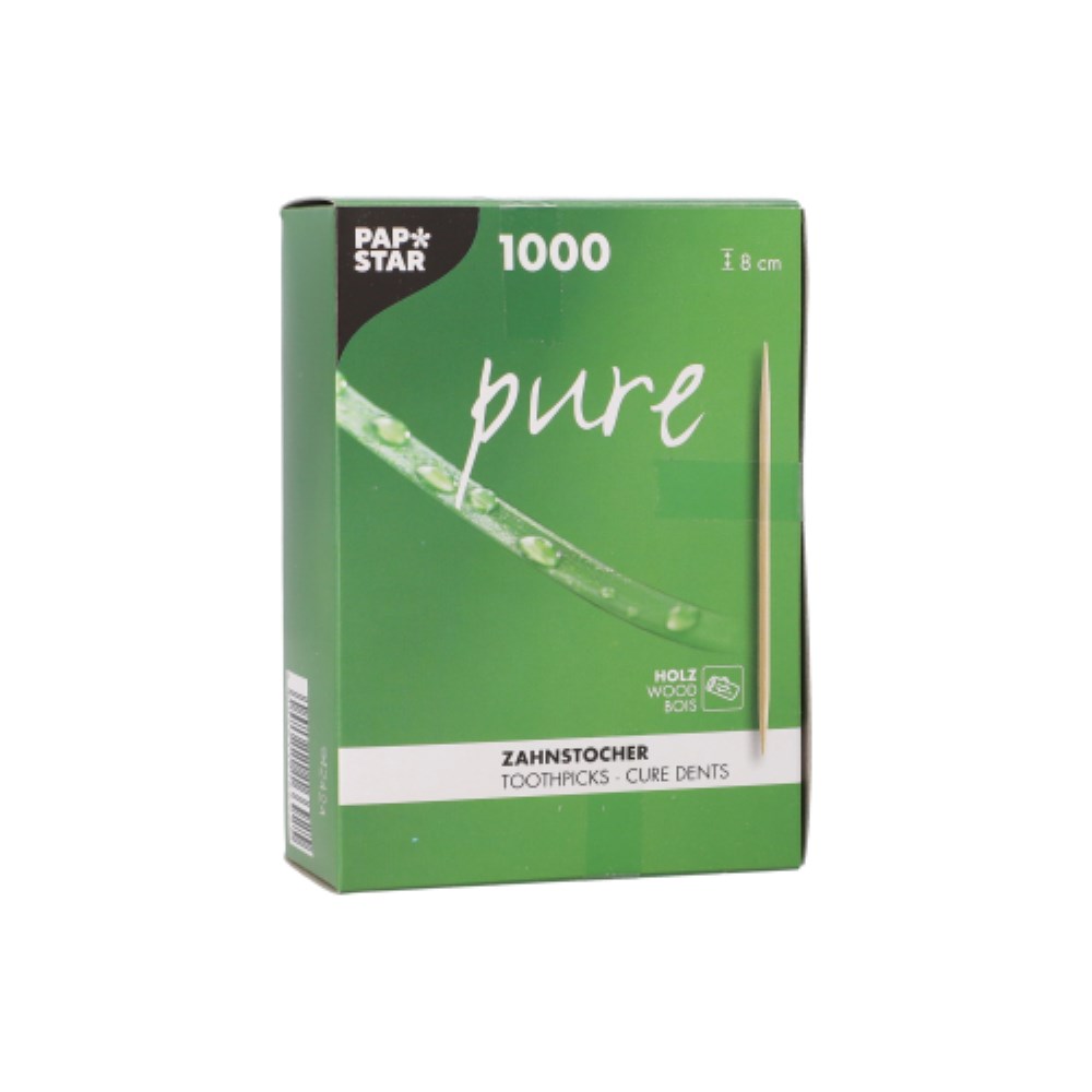 1000 Zahnstocher, Holz "pure" rund 8 cm