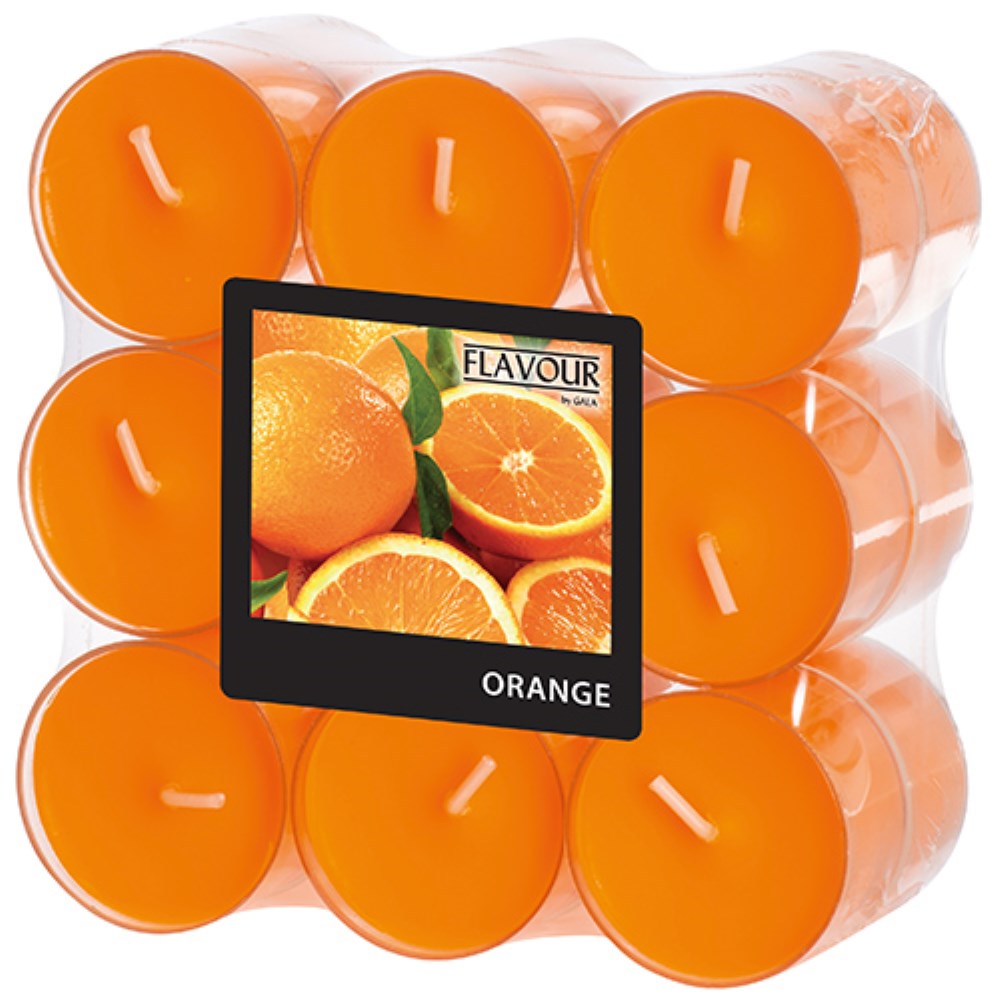 18 "Flavour by GALA" Duftlichte Ø 38 mm · 24 mm orange - Orange in Polycarbonathülle 18 "GALA" Duftlichte Ø 38 mm · 24 mm orange - Orange in Polycarbonathülle