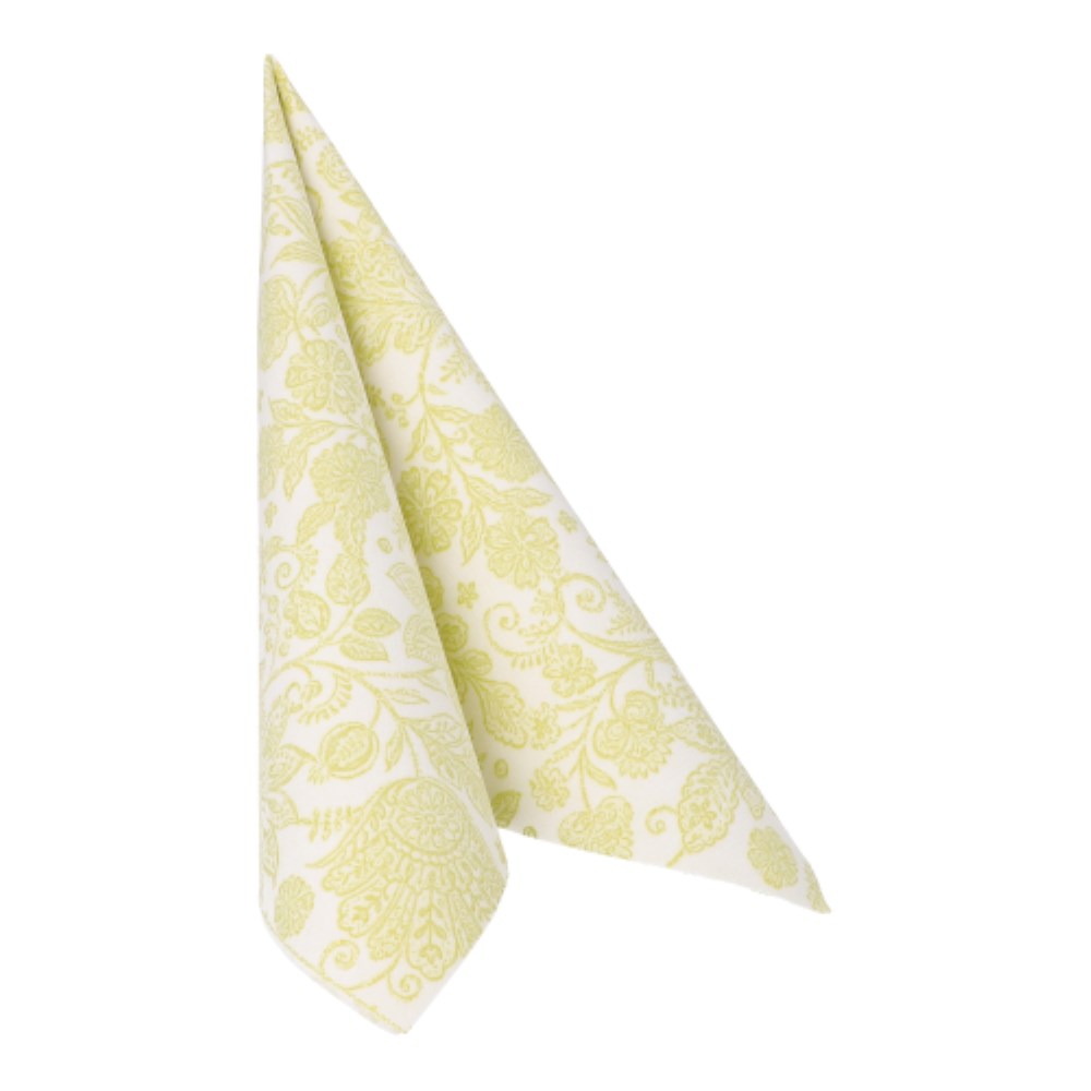 50 Servietten "ROYAL Collection" 1/4-Falz 40 cm x 40 cm limonengrün "Paisley"