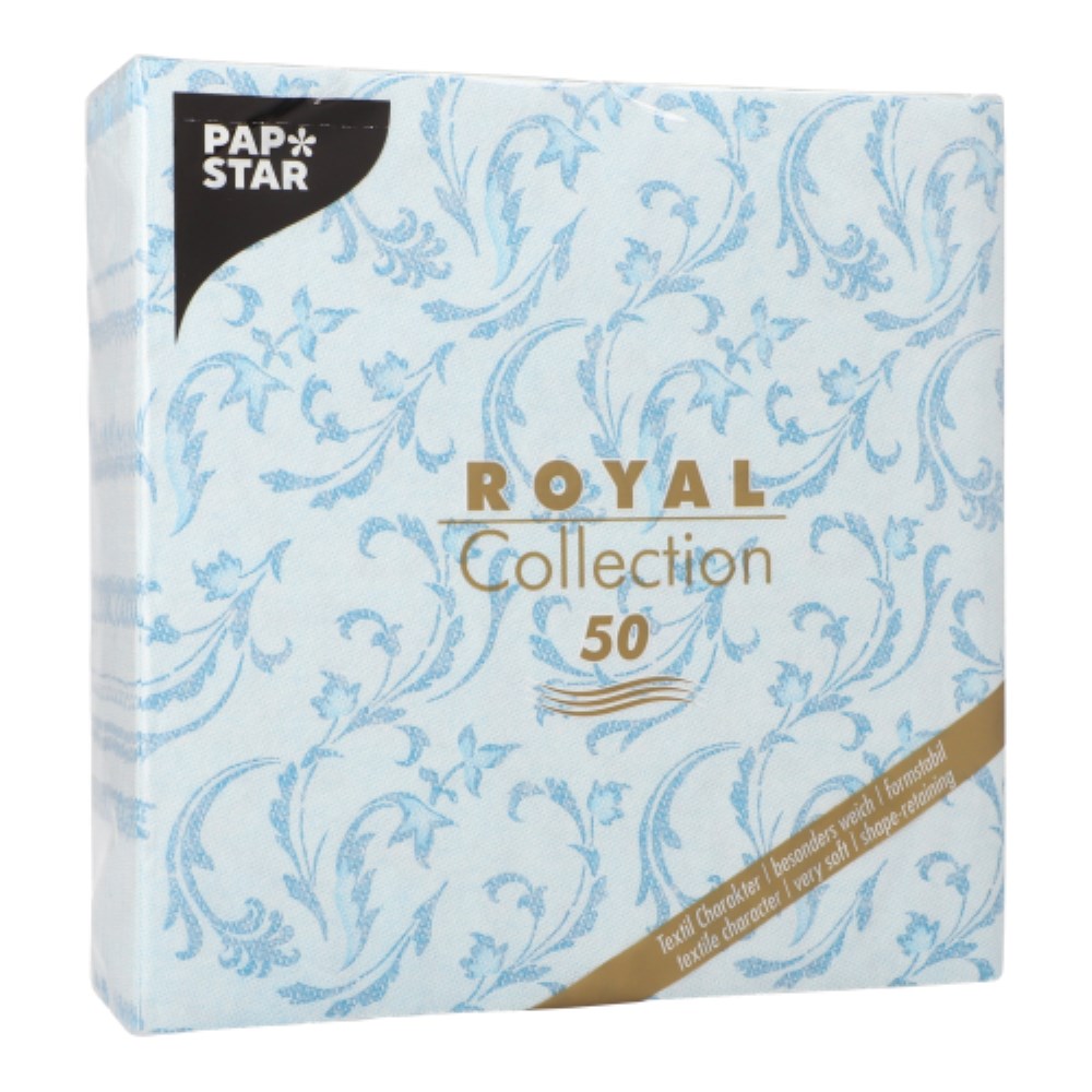 50 Servietten "ROYAL Collection" 1/4-Falz 40 cm x 40 cm türkis "Damascato"