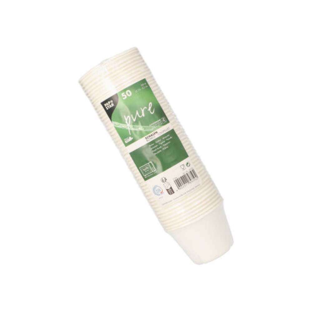 50 Schalen, Zuckerrohr "pure" 100 ml Ø 7,5 cm · 5,3 cm weiss