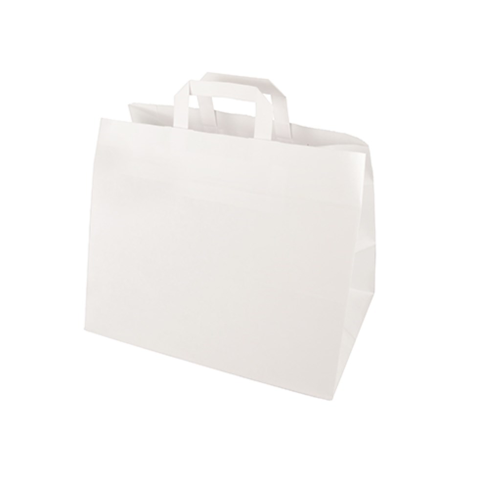 50 Tragetaschen, Papier 27 cm x 32 cm x 17 cm weiss mit Tragegriff