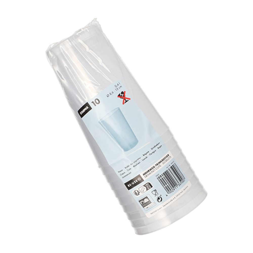 10 Mehrweg-Trinkbecher PP 0,4 l Ø 8,6 cm · 13 cm transluzent