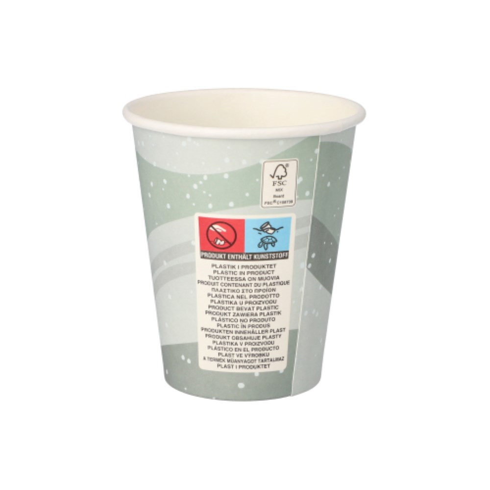 50 Trinkbecher, Pappe "To Go" 0,2 l Ø 8 cm · 9,2 cm "Snowtime"