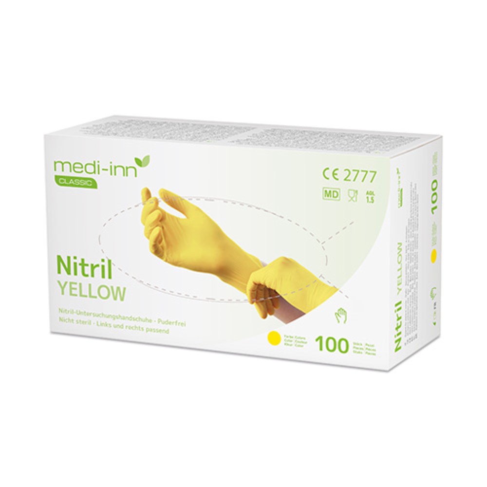 100 "Medi-Inn Classic" Handschuhe, Nitril puderfrei gelb "Nitril Yellow" Größe: XL