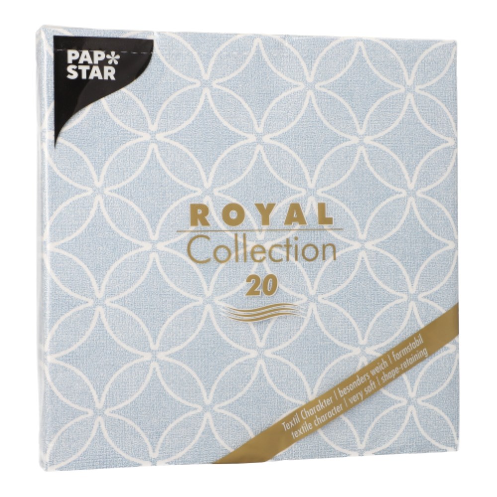 20 Servietten "ROYAL Collection" 1/4-Falz 40 cm x 40 cm arktikblau "Circle Flowers"