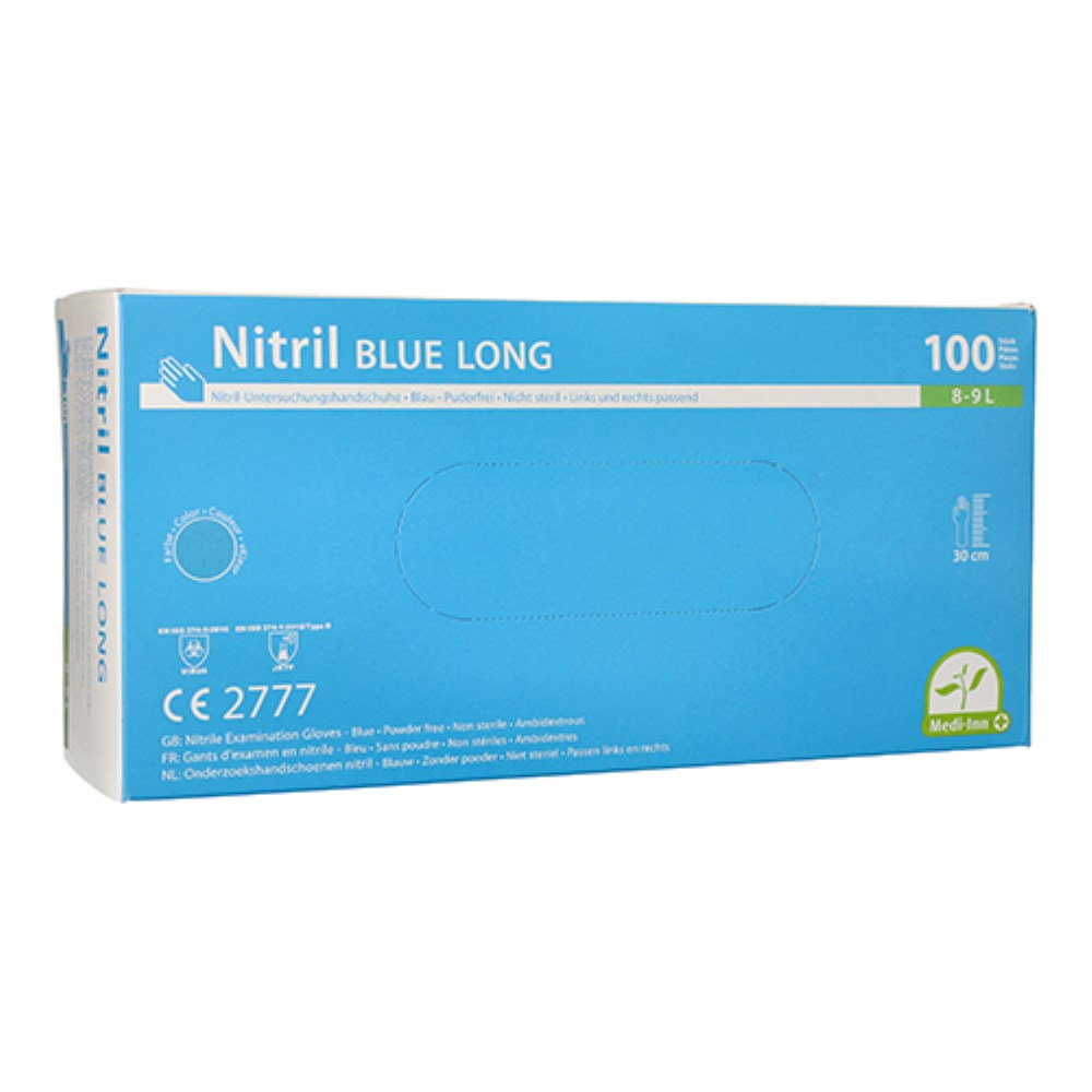 100 "Medi-Inn" Handschuhe Nitril puderfrei "Long" blau Größe: L