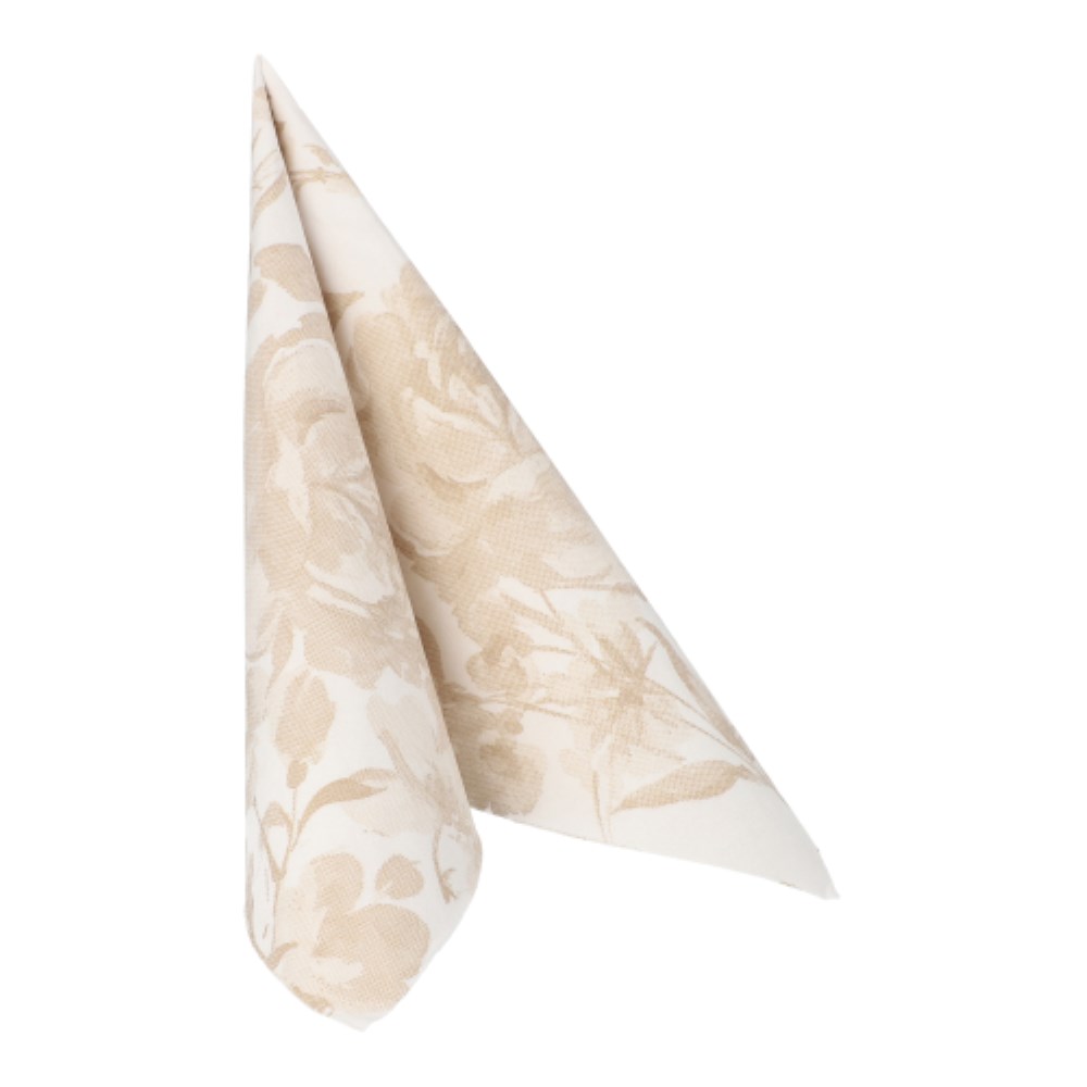 20 Servietten "ROYAL Collection" 1/4-Falz 40 cm x 40 cm sand "Rose"