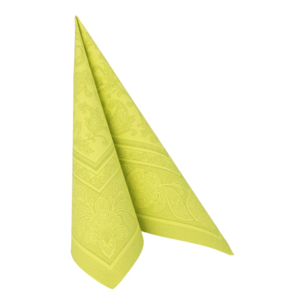 20 Servietten "ROYAL Collection" 1/4-Falz 40 cm x 40 cm limonengrün "Ornaments"