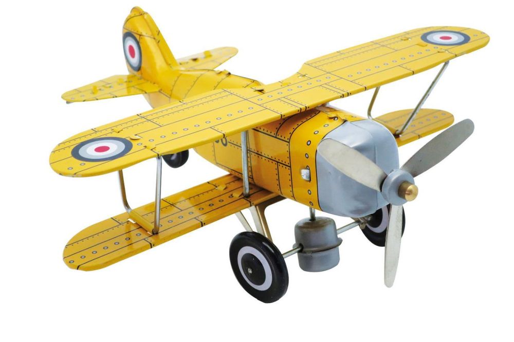 Blechspielzeug Flugzeug gelb 20 cm - Vintage Toy - Sammlerstück