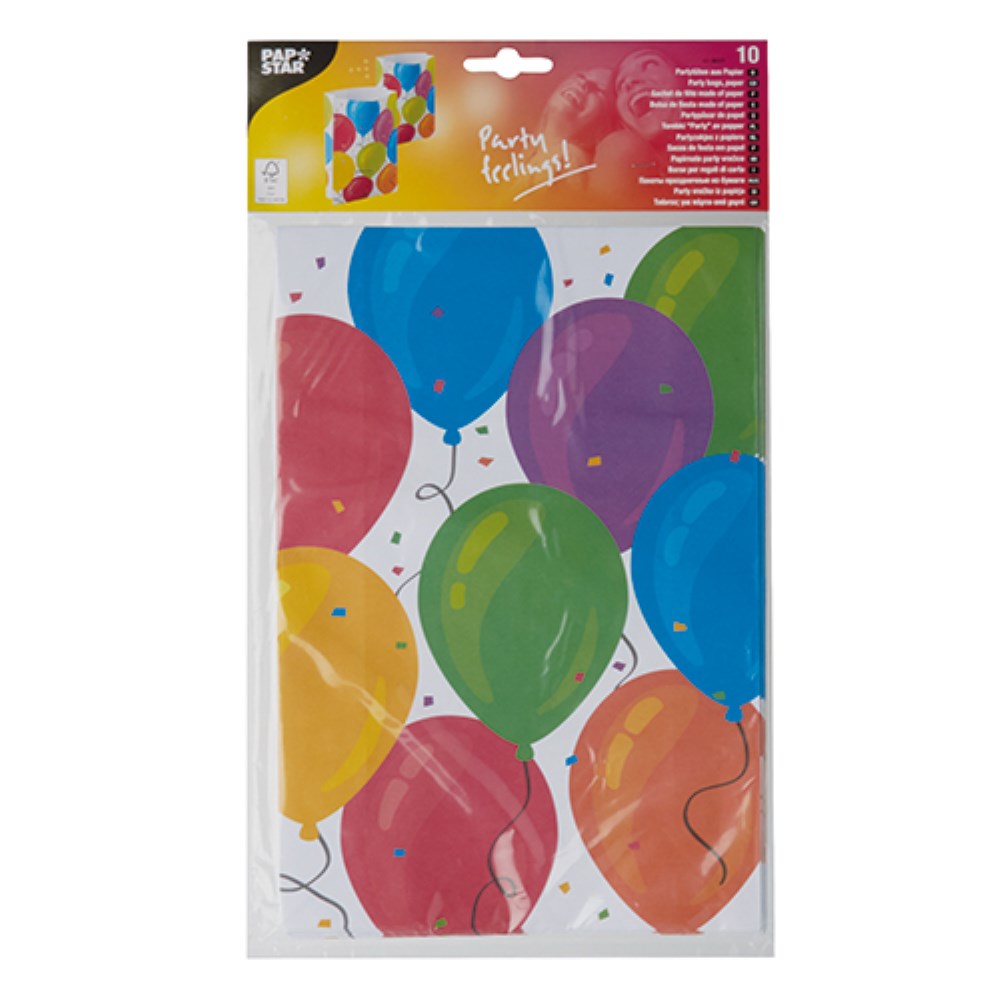 10 Partytüten, Papier 28 cm x 19 cm x 7 cm "Ballon"