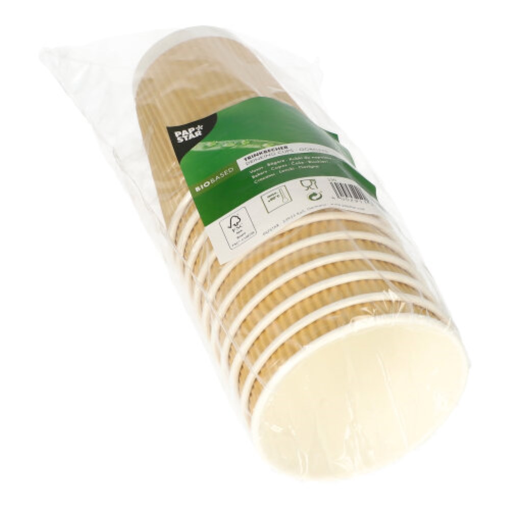 10 Trinkbecher, Pappe 0,3 l Ø 9 cm · 11 cm natur Ripple Wall
