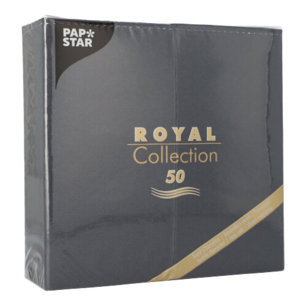 50 Servietten "ROYAL Collection" 1/8-Falz 40 cm x 40 cm schwarz