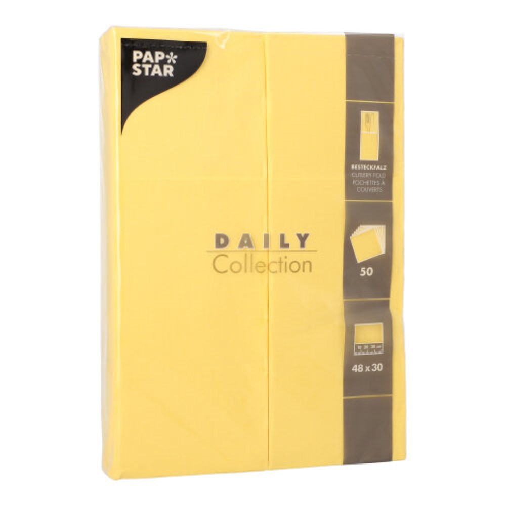50 Servietten "DAILY Collection" 48 cm x 30 cm gelb mit Besteckfalz