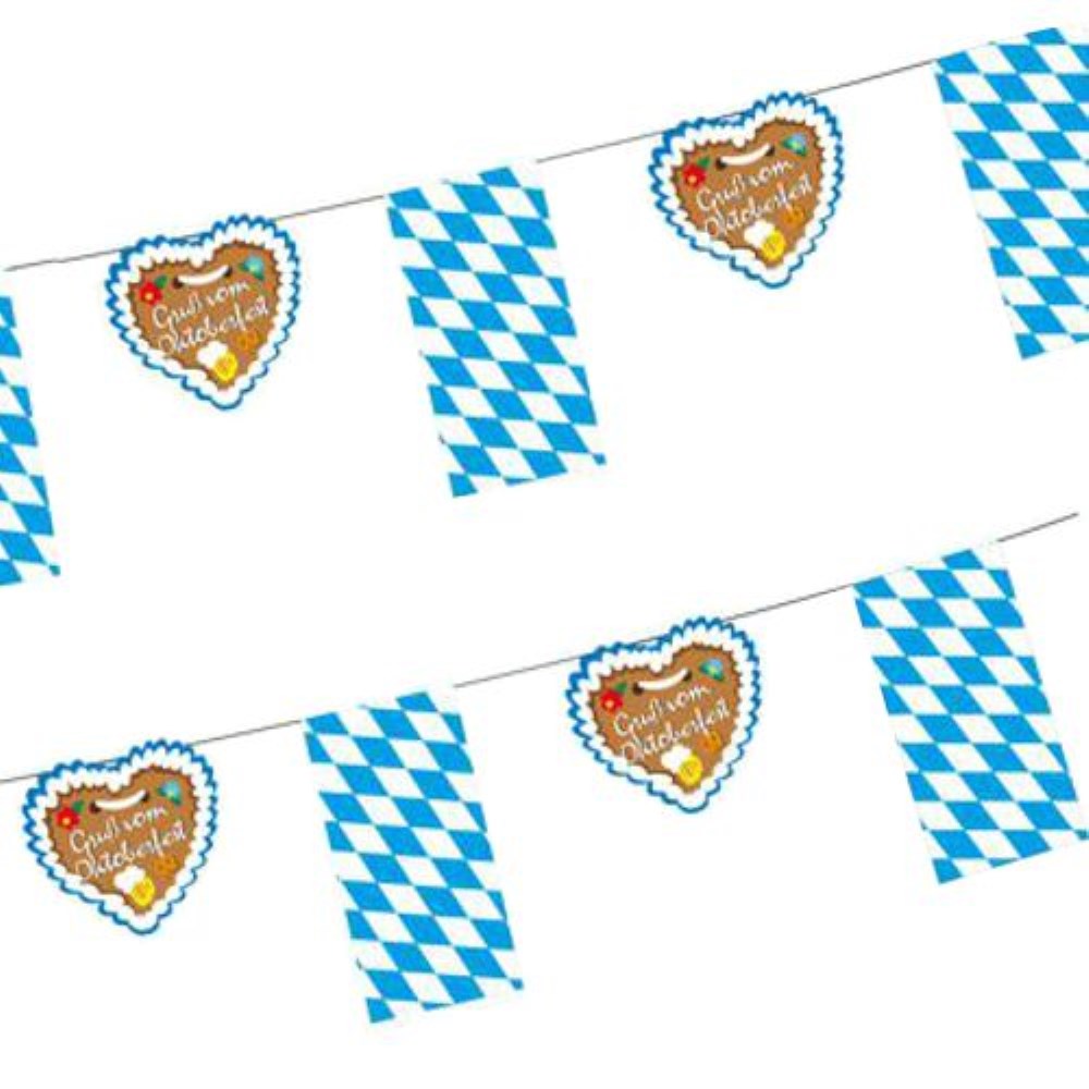 Flaggenkette, Papier 4 m "Gruß vom Oktoberfest" Flaggenkette, Papier 4 m "Gruß vom Oktoberfest"
