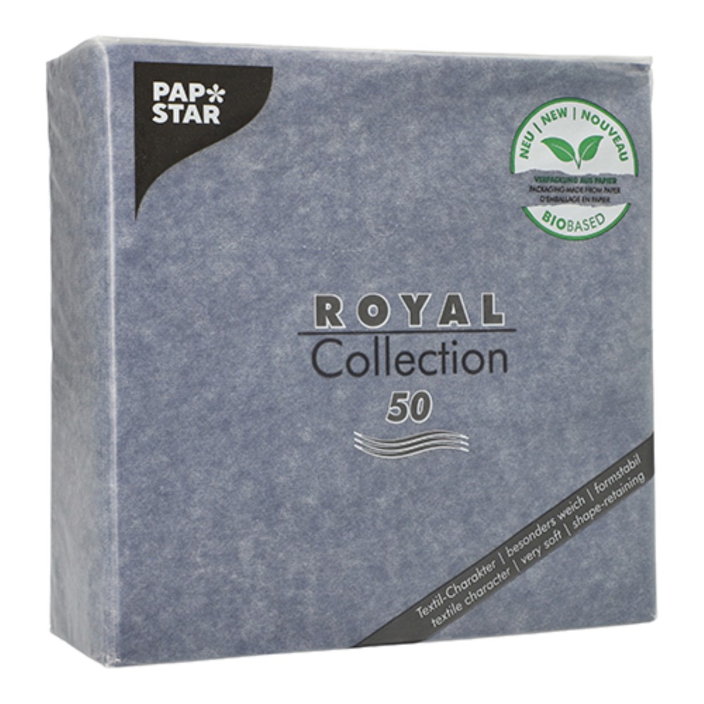 50 Servietten "ROYAL Collection" 1/4-Falz 40 cm x 40 cm dunkelblau in Papierverpackung