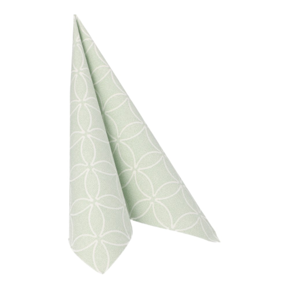 20 Servietten "ROYAL Collection" 1/4-Falz 40 cm x 40 cm jadegrün "Circle Flowers"