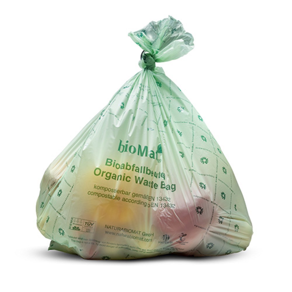 10 "bioMat" Kompostbeutel auf Stärkebasis 30 l 60 cm x 53 cm ohne Tragegriff, 17 my