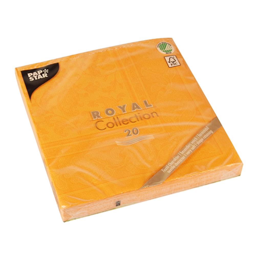 20 Servietten "ROYAL Collection" 1/4-Falz 40 cm x 40 cm orange "Ornaments"