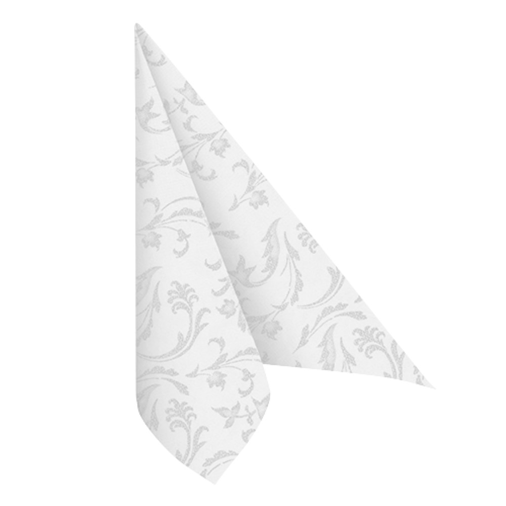 50 Servietten "ROYAL Collection" 1/4-Falz 40 cm x 40 cm weiss "Damascato"