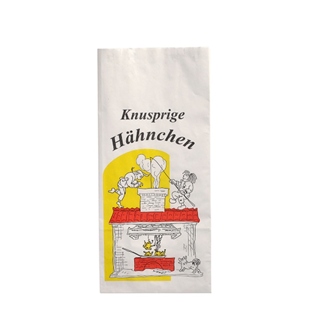 100 Hähnchenbeutel, Papier mit Alu-Einlage 24 cm x 10,5 cm x 6 cm "Max & Moritz" 1/2