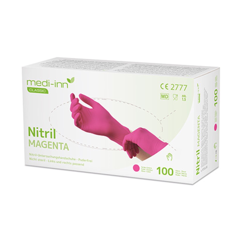 100 "Medi-Inn Classic" Handschuhe, Nitril puderfrei magenta "Nitril Magenta" Größe XS 100 "Medi-Inn Classic" Handschuhe, Nitril puderfrei magenta "Nitril Magenta" Größe XL